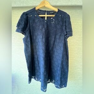 Lane Bryant Navy Lace Short-Sleeve Tunic💙 NWT